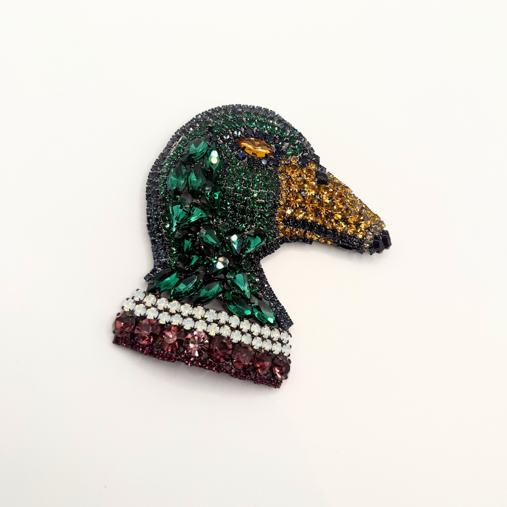 Vintage Moans Couture Crystal Duck Brooch