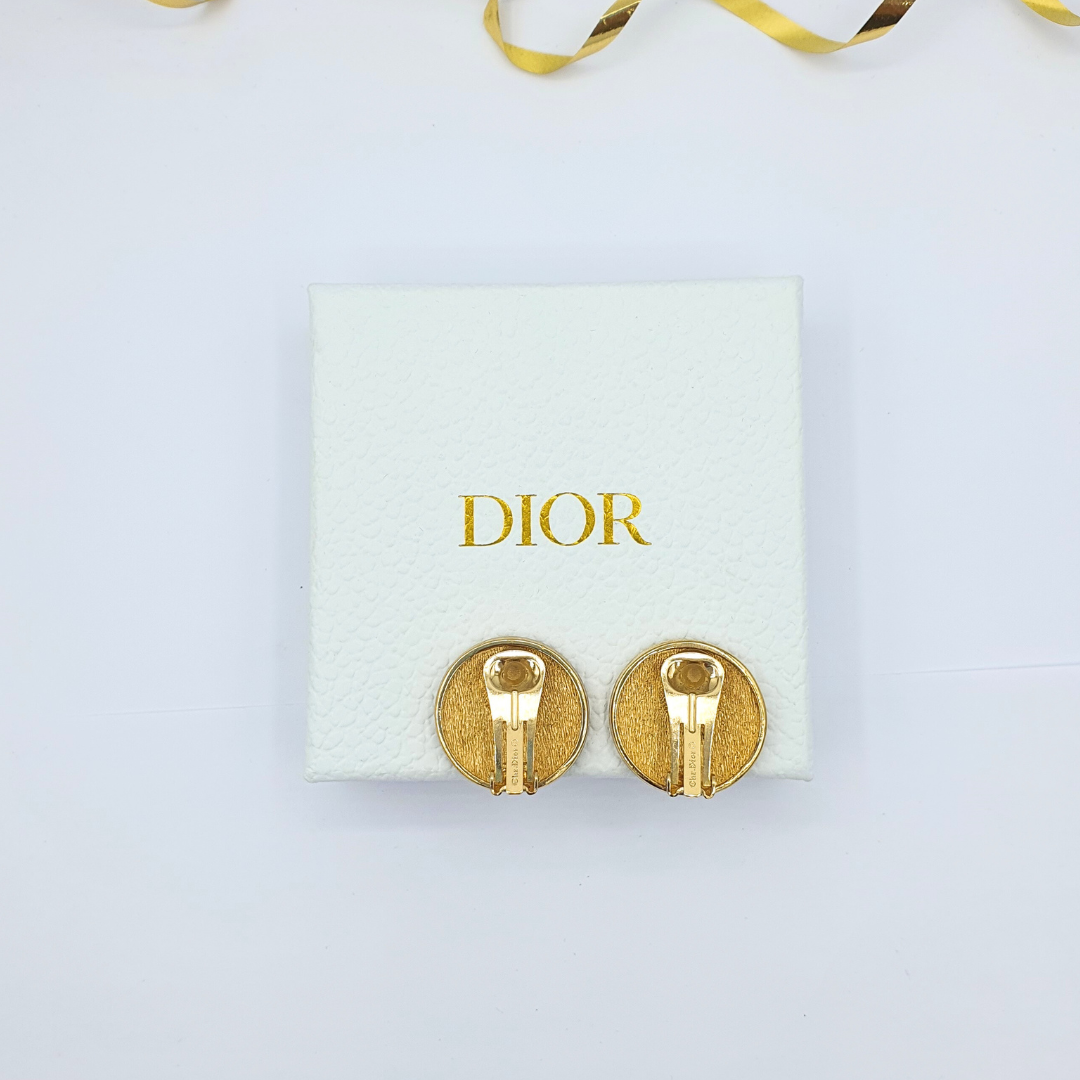 Vintage Christian Dior Round Repeating CD Clip Earrings – view 2