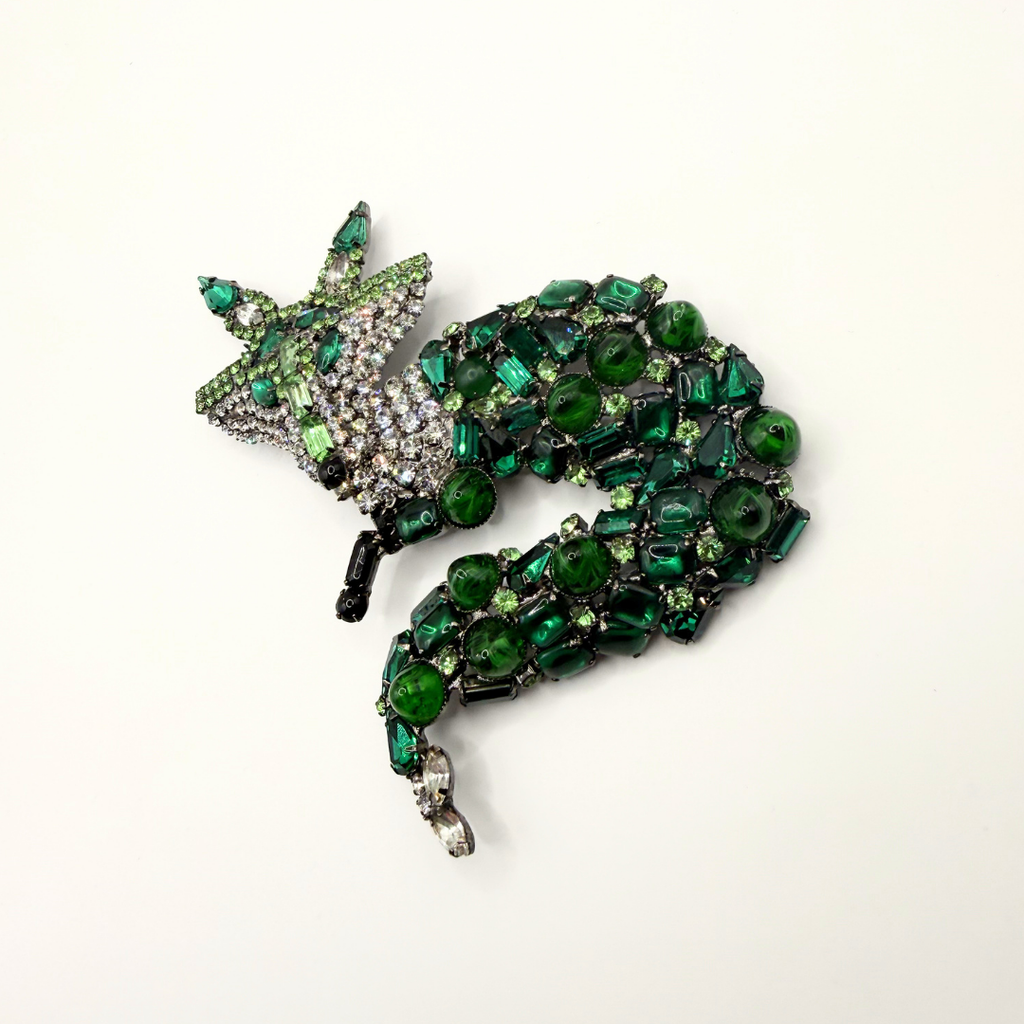 Vintage XL Moans Couture Emerald Fox Statement Brooch – view 2