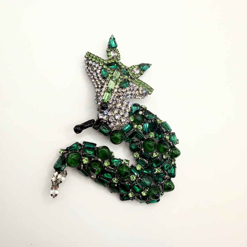Vintage XL Moans Couture Emerald Fox Statement Brooch – view 3