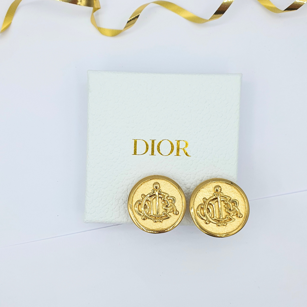 Vintage Christian Dior Monogram Logo Clip Earrings – view 2