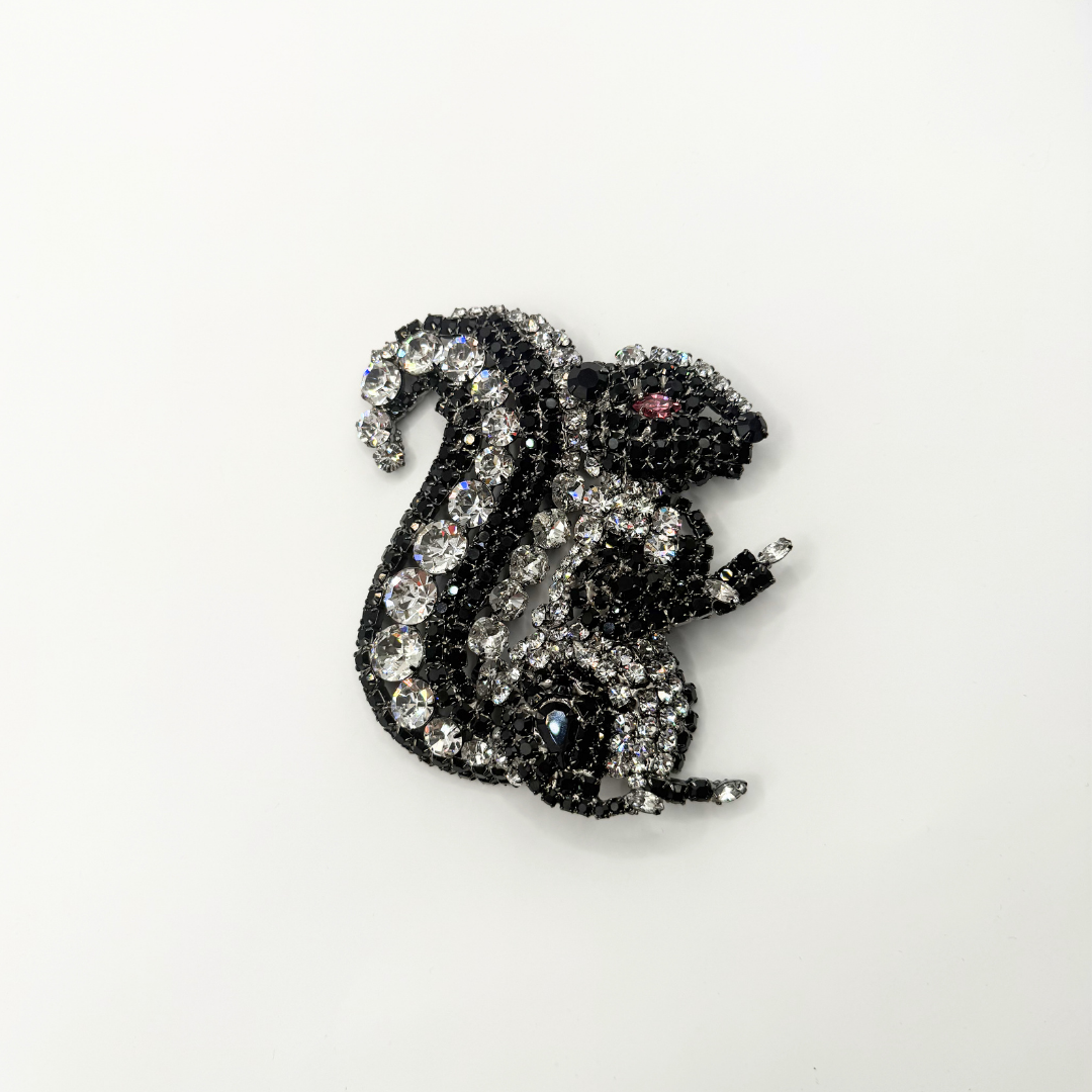Vintage XL Moans Couture Crystal Squirrel Brooch