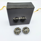 Vintage Dark Silver-Tone Chanel CC Clip Earrings – view 3