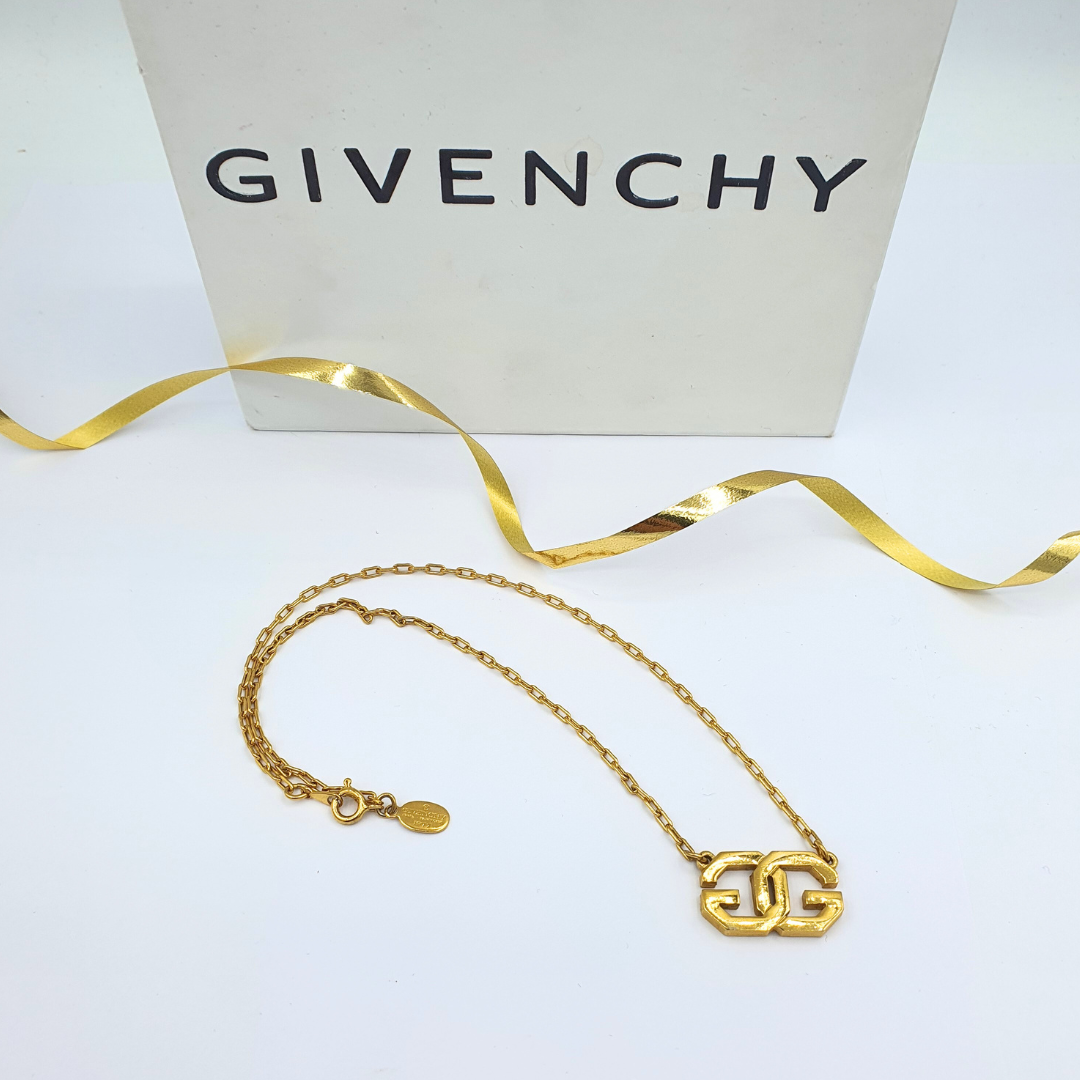 Vintage Givenchy Minimalist GG Logo Necklace