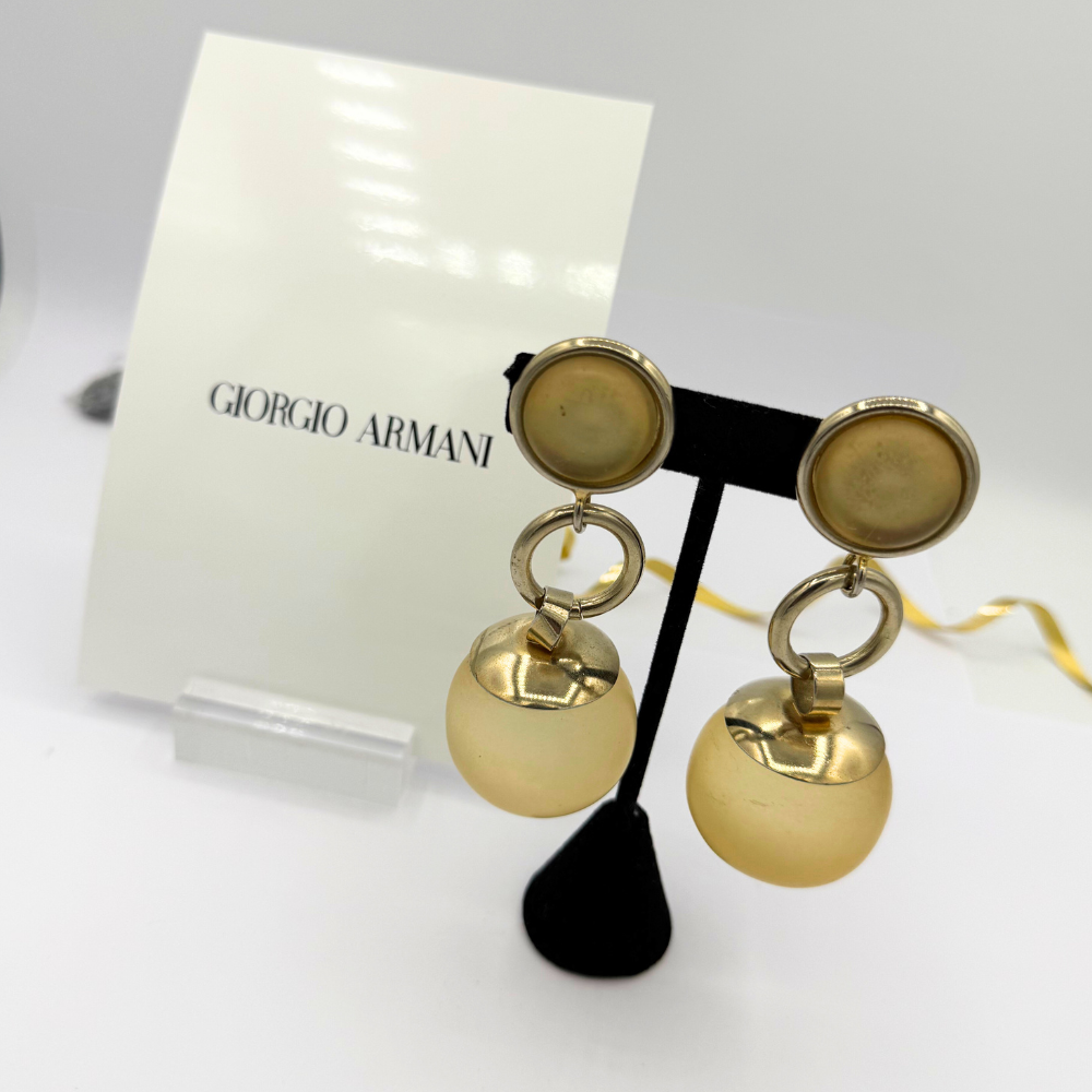 Vintage Giorgio Armani Sphere Drop Clip Earrings – view 2