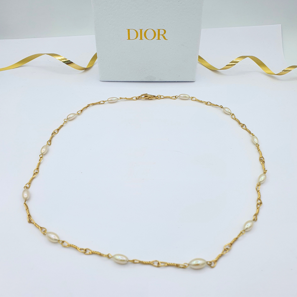 Vintage Christian Dior Fine Twisted Pearl Necklace