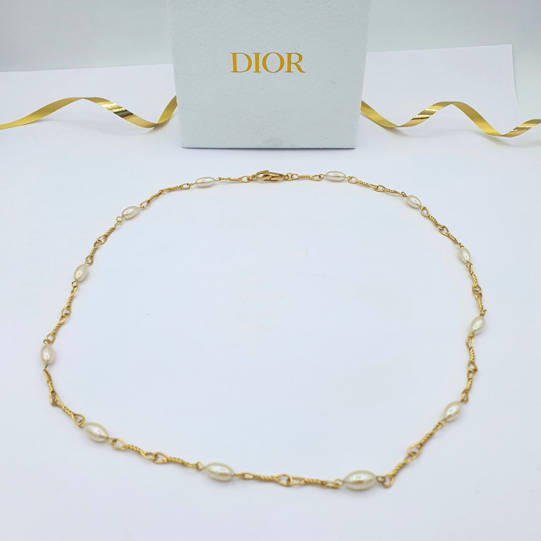 Vintage Christian Dior Fine Twisted Pearl Necklace
