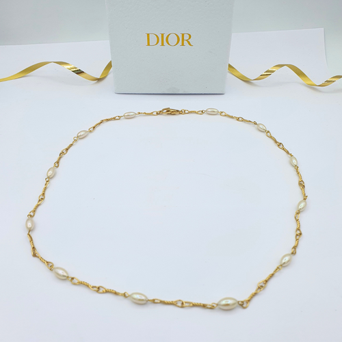 Vintage Christian Dior Fine Twisted Pearl Necklace