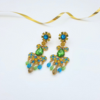 Vintage Oscar de la Renta Green Crystal Chandelier Clip Earrings – view 2