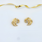Vintage Trifari – Laurel Leaf Earrings with Pearls – view 2
