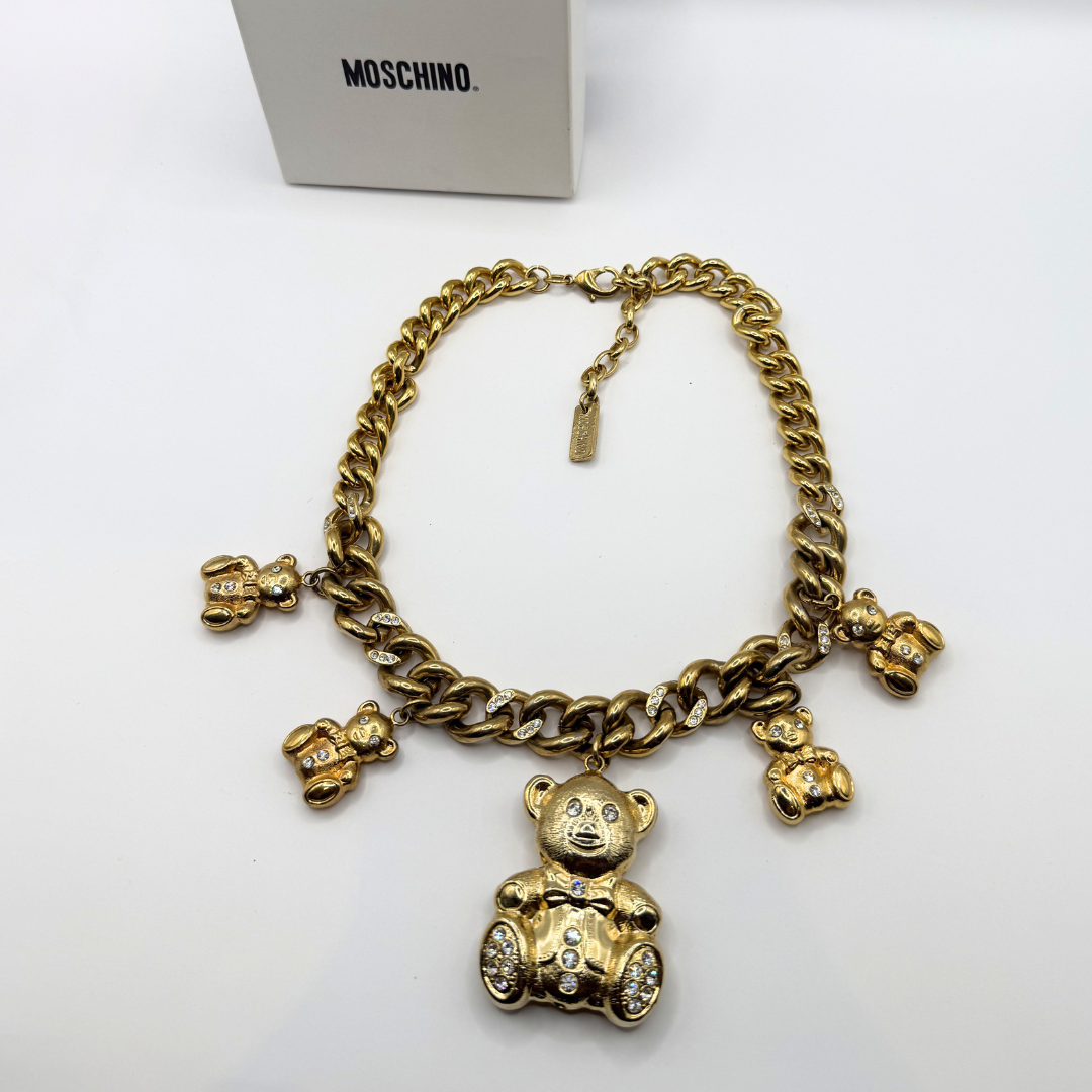 Vintage Moschino Teddy Bear Statement Necklace