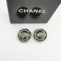 Vintage Dark Silver-Tone Chanel CC Clip Earrings