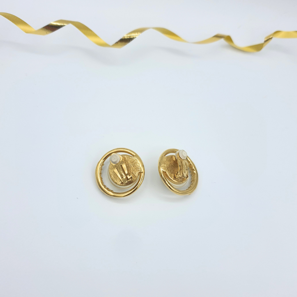 Vintage Givenchy – Pearl Earrings with Crystal Accent – view 3
