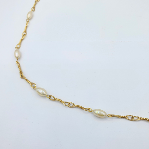 Christian Dior Fijne Gedraaide Parel Ketting