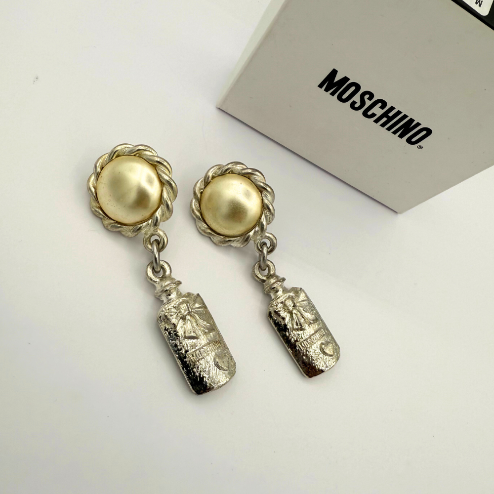Vintage Moschino Perfume Bottle Charm Clip Earrings – view 2