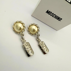 Vintage Moschino Perfume Bottle Charm Clip Earrings – view 2