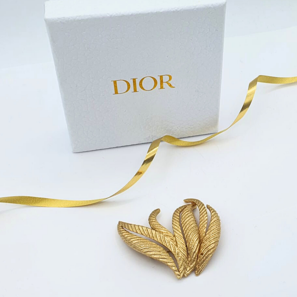 Vintage Curved Leaves Brooch Christian Dior