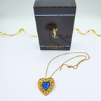 Vintage Yves Saint Laurent Blue "Sacré-Cœur" Necklace and Brooch