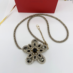 Vintage Valentino Garavani Flower-Shaped Rhinestone Statement Necklace