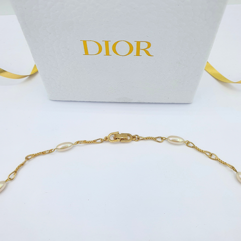 Christian Dior Fijne Gedraaide Parel Ketting