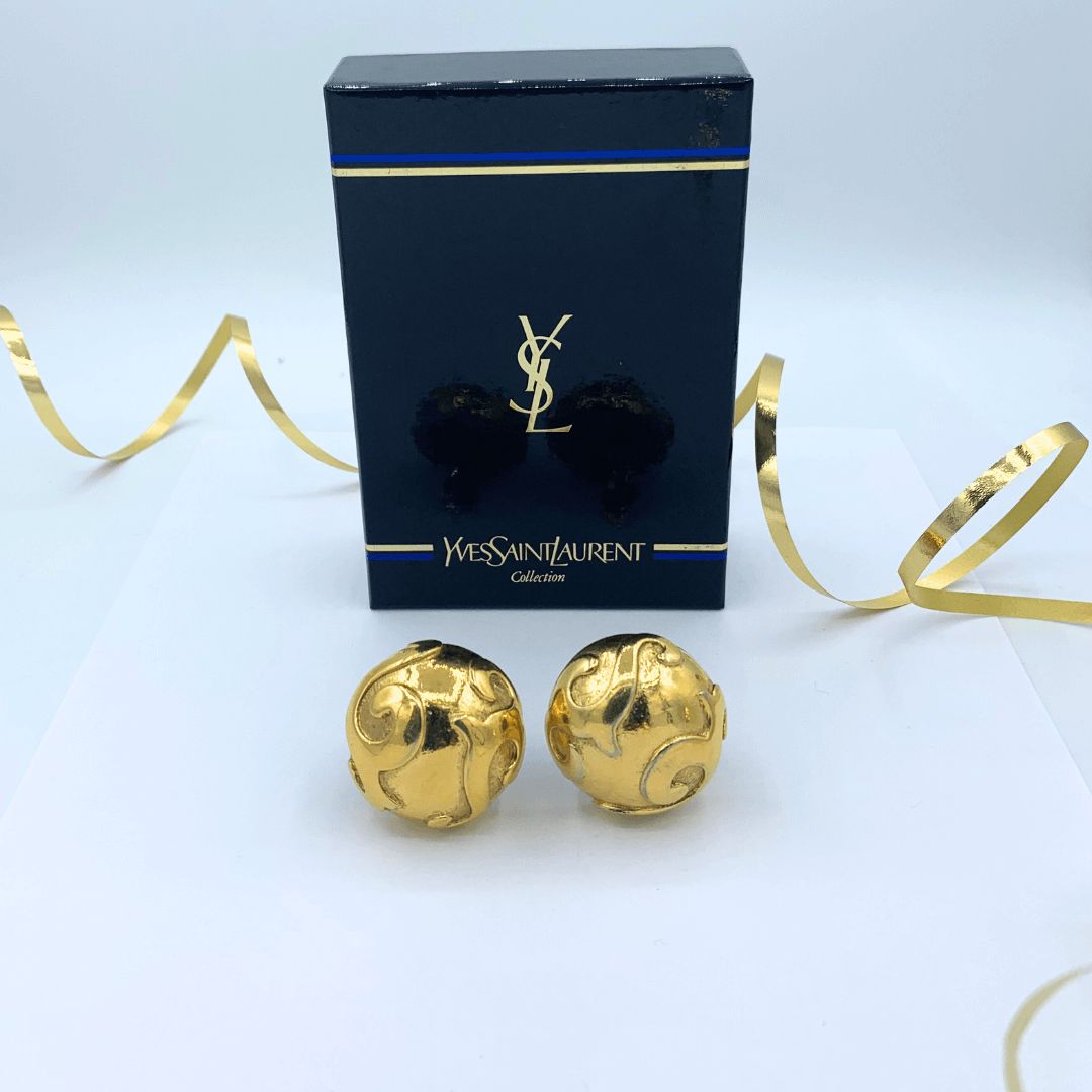 Vintage Yves Saint Laurent Round Clip Earrings