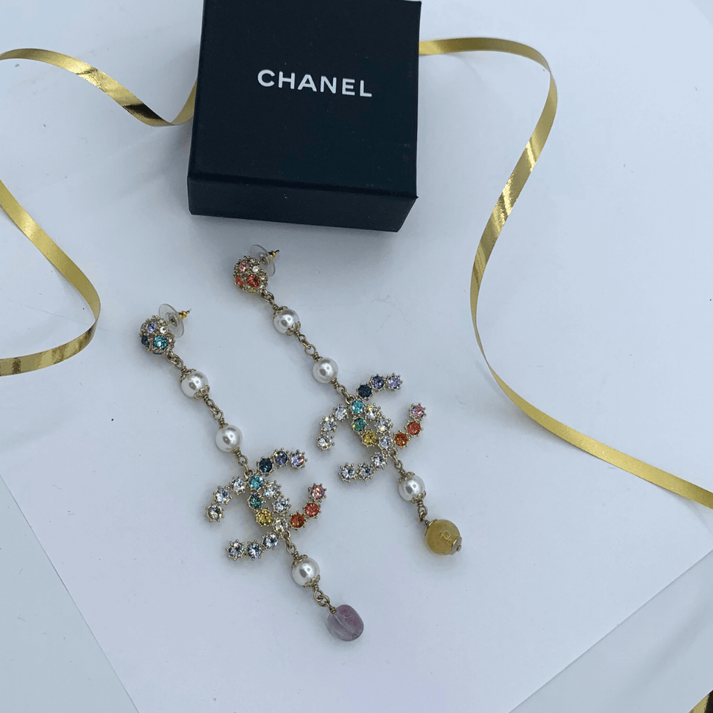 Vintage Chanel CC Chandelier Earrings