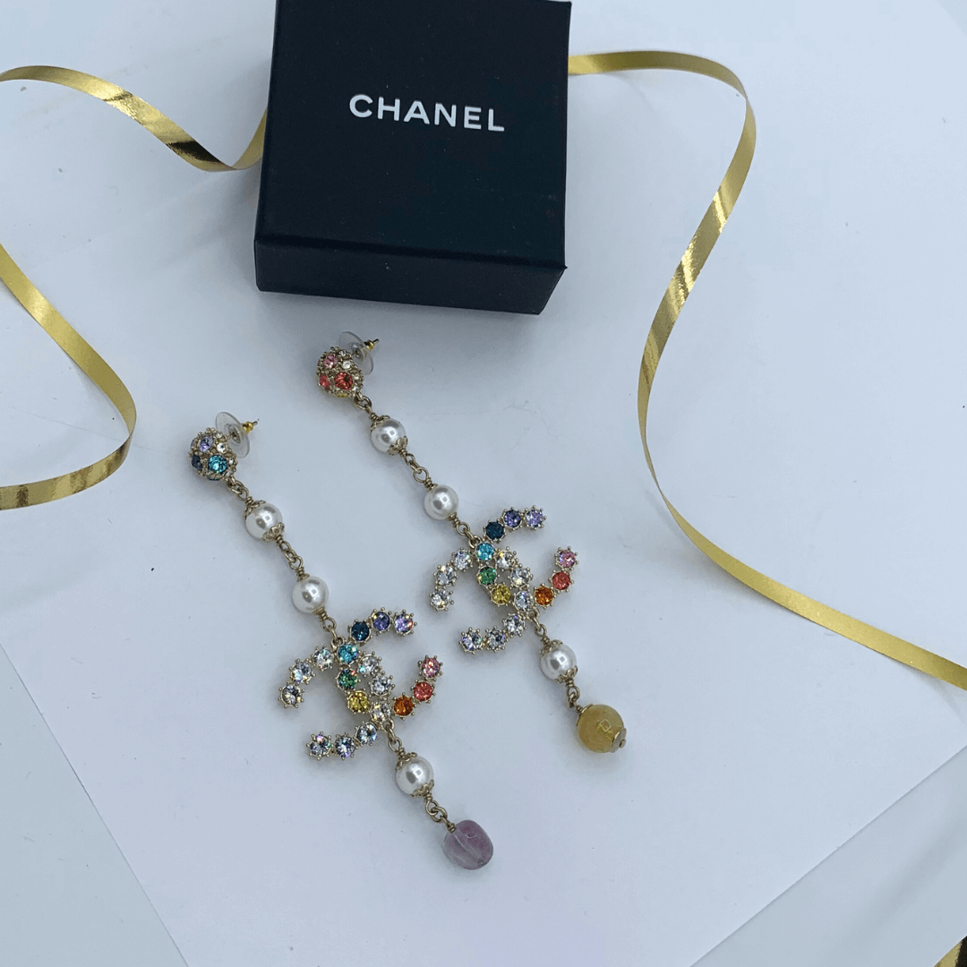 Vintage Chanel CC Chandelier Earrings