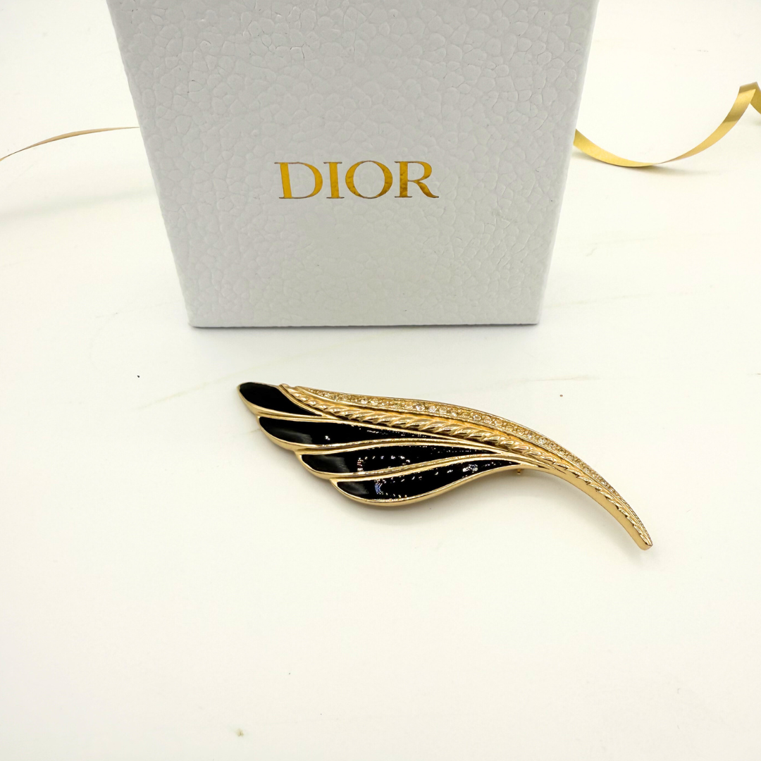 Vintage Christian Dior Art Deco Leaf Brooch