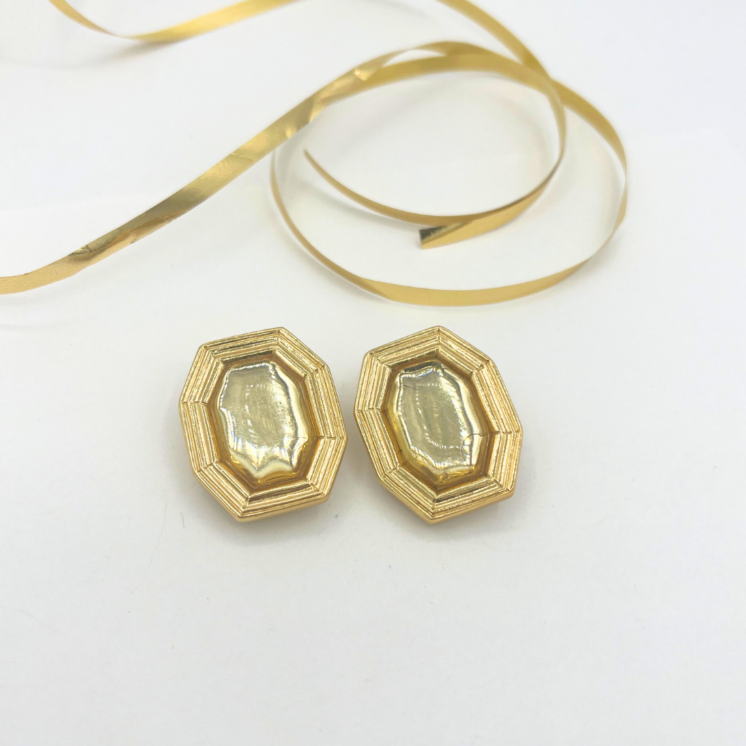Vintage Octagonal Clip Earrings Yves Saint Laurent