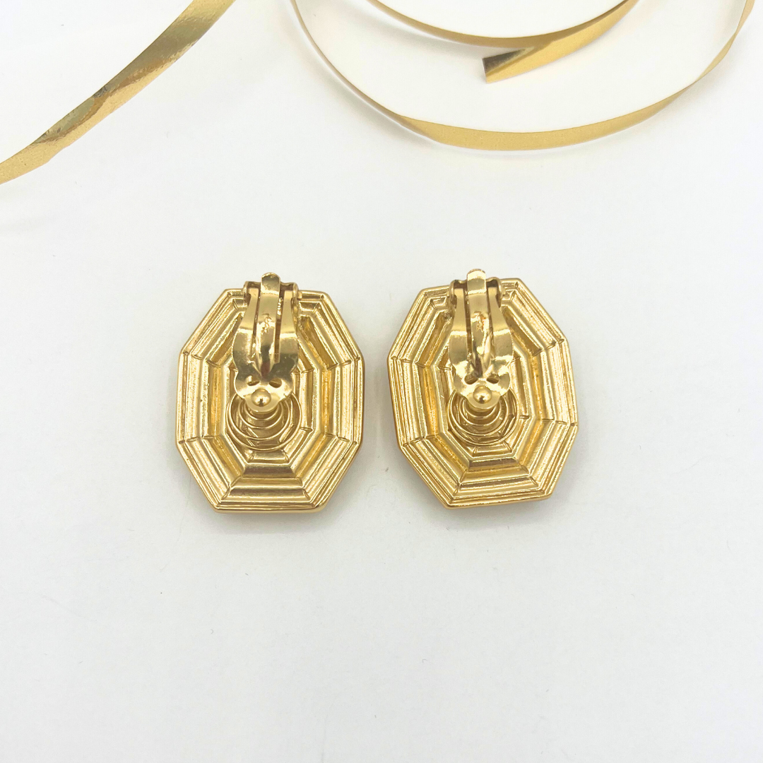 Vintage Octagonal Clip Earrings Yves Saint Laurent – view 2