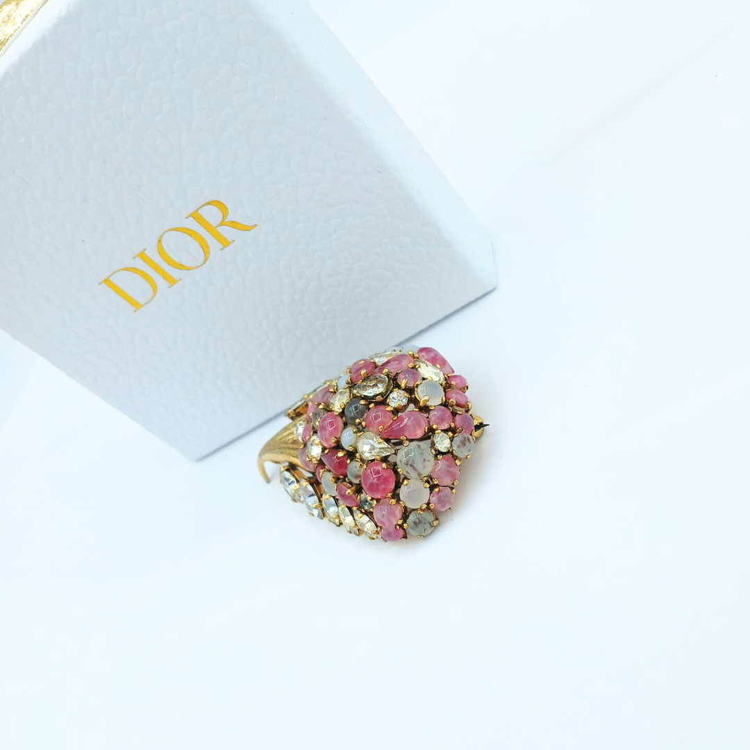 Vintage Christian Dior Draped Plume Crystal Brooch 1963
