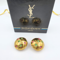 Vintage Round Hammered Yves Saint Laurent Clip Earrings