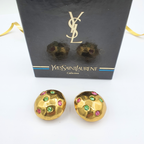 Vintage Round Hammered Yves Saint Laurent Clip Earrings
