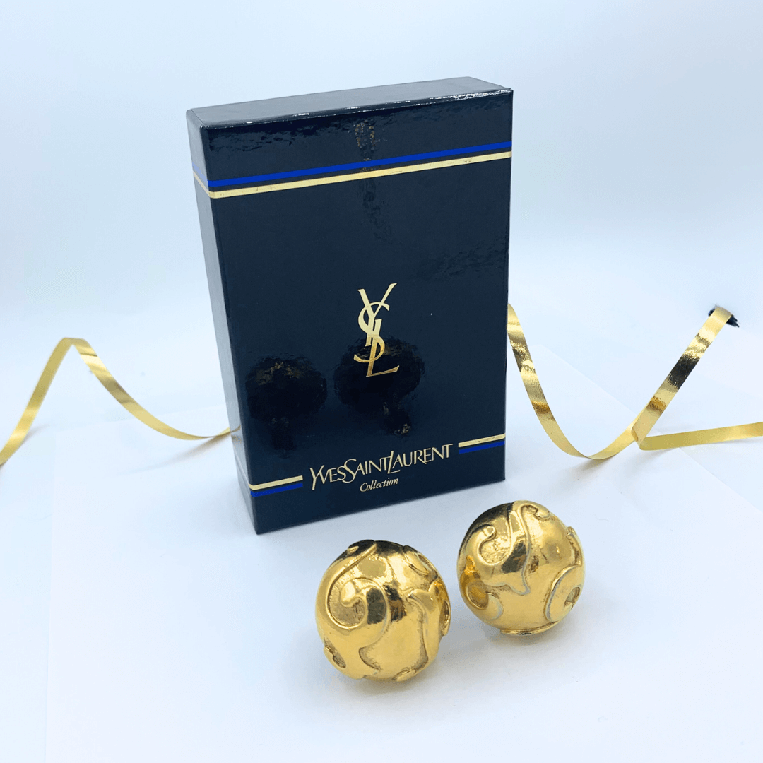 Vintage Yves Saint Laurent Round Clip Earrings – view 2