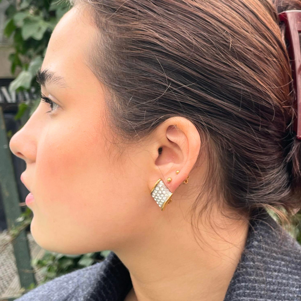 Vintage Lanvin Rectangular Gently Curved Clip Earrings – view 4