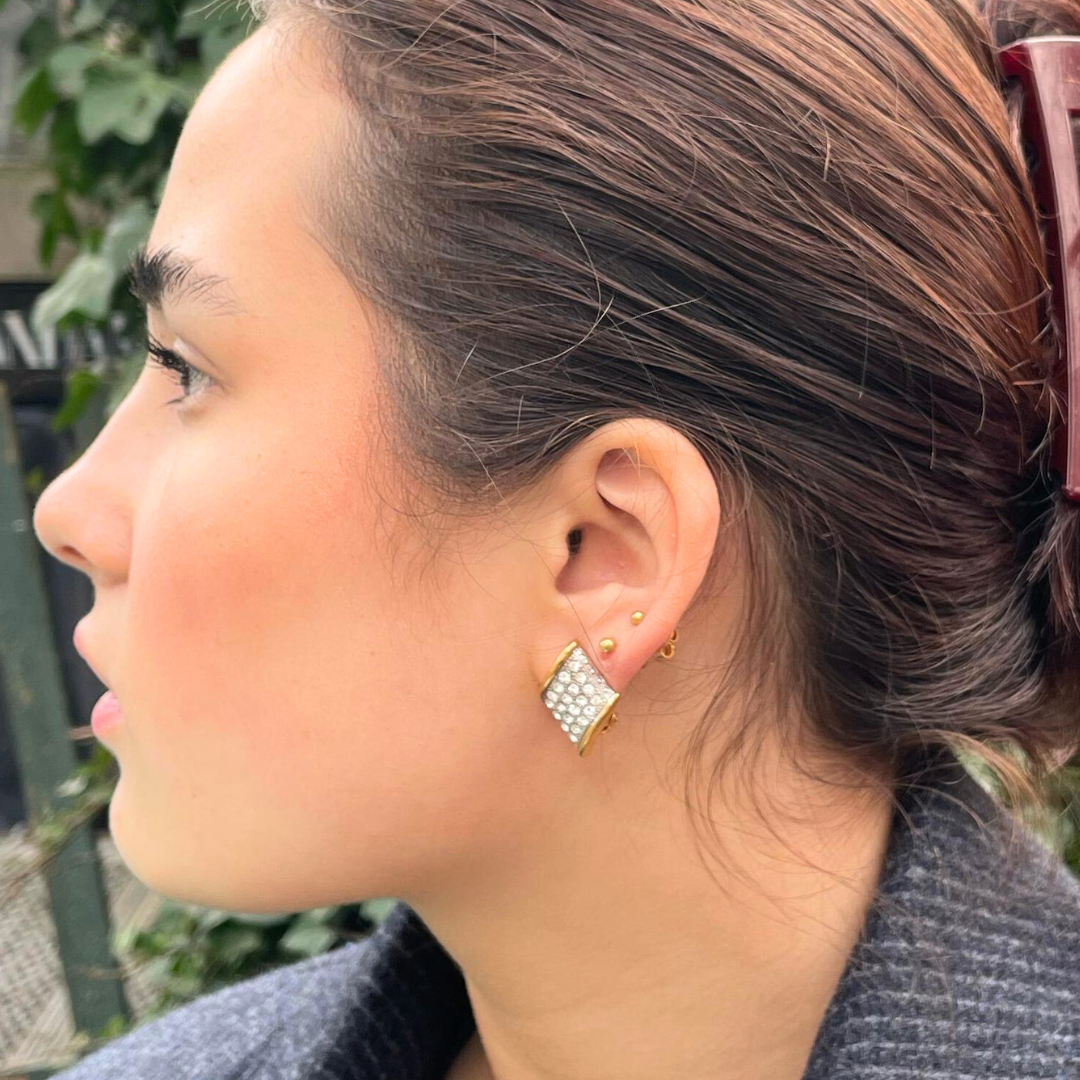 Vintage Lanvin Rectangular Gently Curved Clip Earrings – view 4