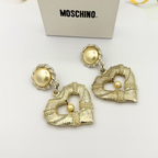 Vintage Moschino Heart-Shaped Clip Earrings with Faux Pearl – view 2