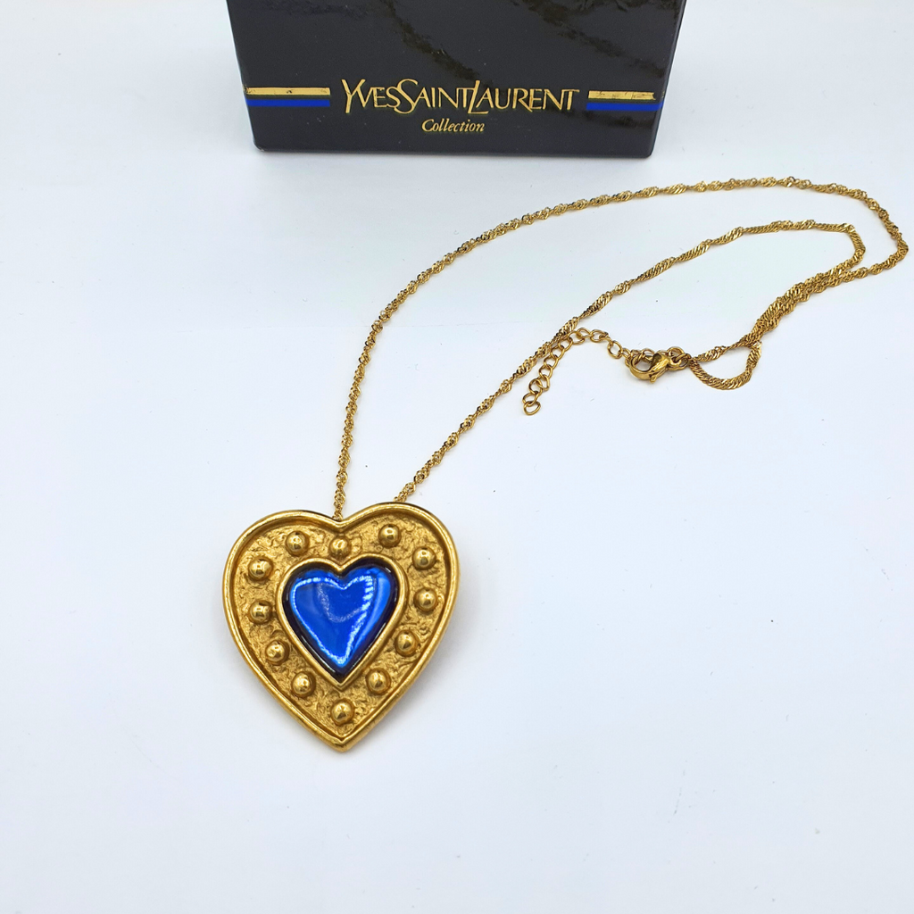 Vintage Yves Saint Laurent Blue "Sacré-Cœur" Necklace and Brooch – view 2