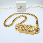 Versus Versace Vintage Statement Necklace – Crystal Logo Pendant