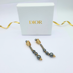 Vintage Christian Dior Long Elegant Faux Pearl Clip Earrings