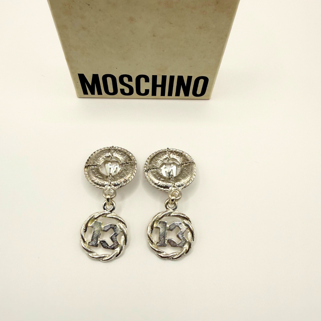 Moschino – Vintage Logo Earrings with “13” Medallions