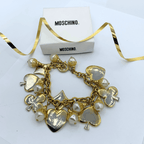 Vintage Moschino Card Suits & Baroque Pearls Charm Bracelet