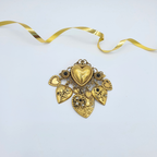 Vintage Zoe Coste Brooch with Dangling Heart Charms