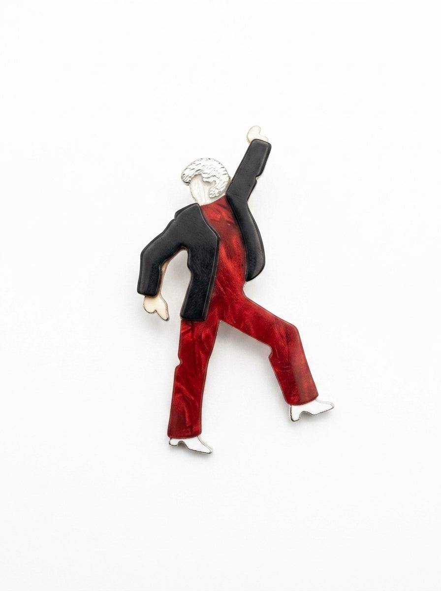 Vintage Lea Stein Dancer Figure Brooch in Rhodoid