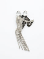 Vintage Crystal Dancing Couple XL Statement Brooch