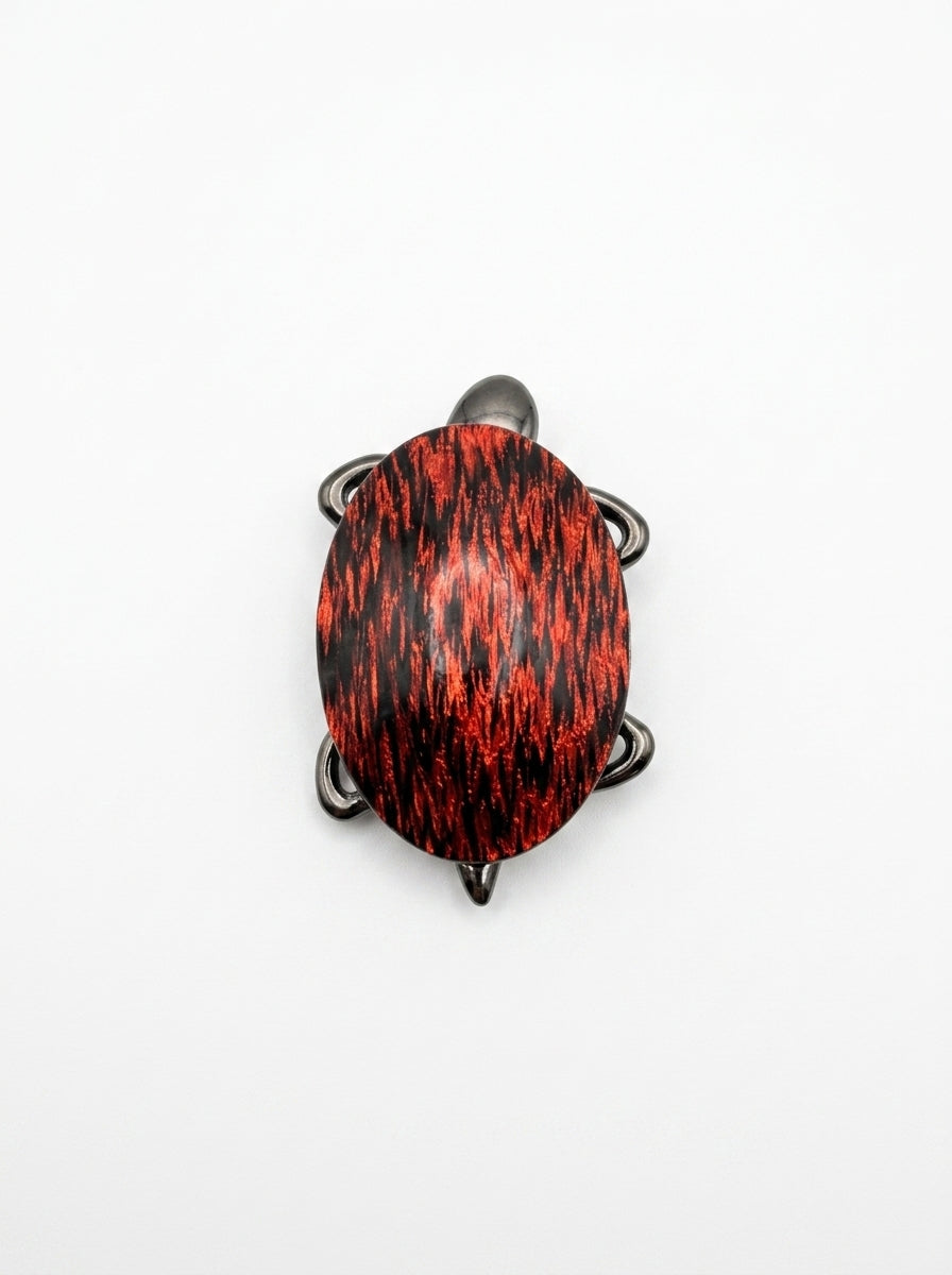 Vintage Lea Stein XL Turtle Brooch in Red Rhodoid