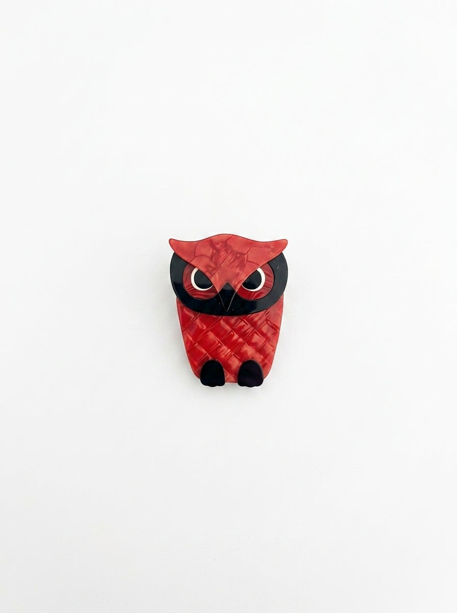 Vintage Lea Stein Owl Brooch in Rhodoid