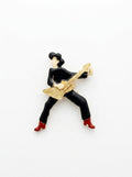Vintage Lea Stein Guitarist Figure Brooch in Rhodoid
