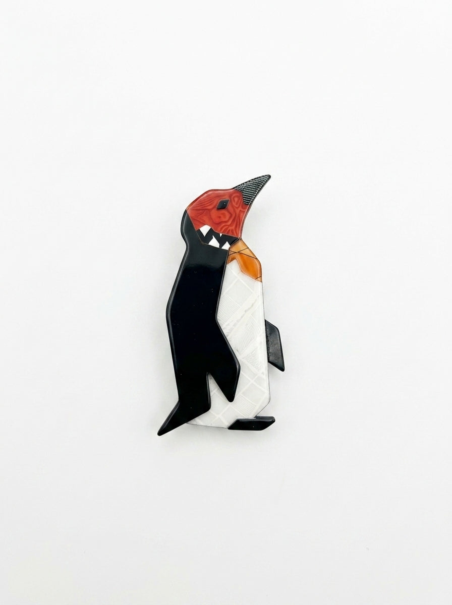Vintage Lea Stein Penguin Brooch in Rhodoid