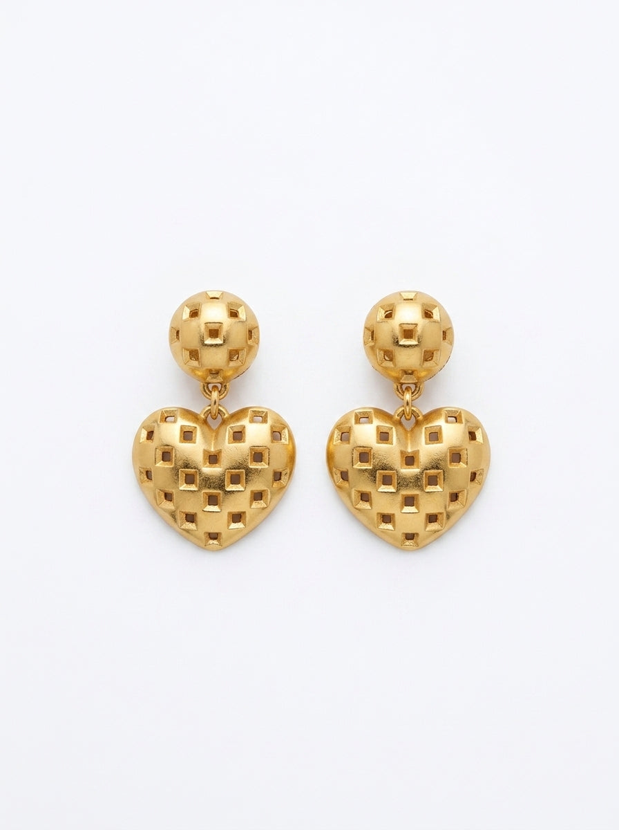 Vintage Escada Gold Heart Clip Earrings